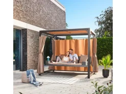 Home Deluxe Pavillon Provence 236 cm x 180 cm x 210 cm mit Gartenliege* Sitzbänke