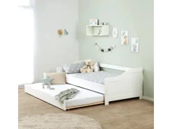 Homestyle4u Ausziehbett 90 x 200 cm Weiß 1420* Betten