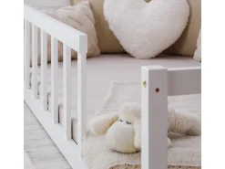 Homestyle4u Bodenbett 90x200 in Weiß mit Lattenrost 2523* Bettwäsche