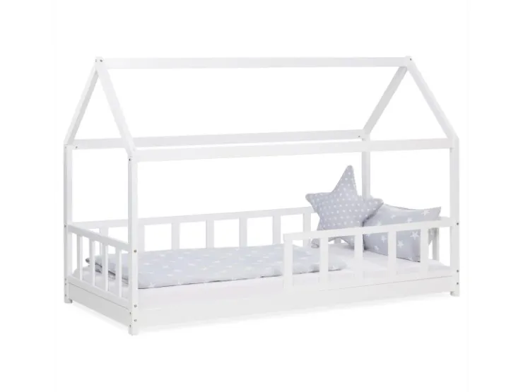 Homestyle4u Bodenbett 90x200 mit Lattenrost in Weiß 2385* Bettwäsche|Betten