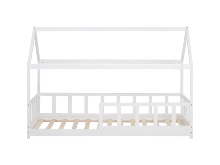 Homestyle4u Bodenbett 90x200 mit Lattenrost in Weiß 2385* Bettwäsche|Betten