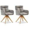 Homestyle4u 2er Set Polsterstühle Drehbar in Grau 2851