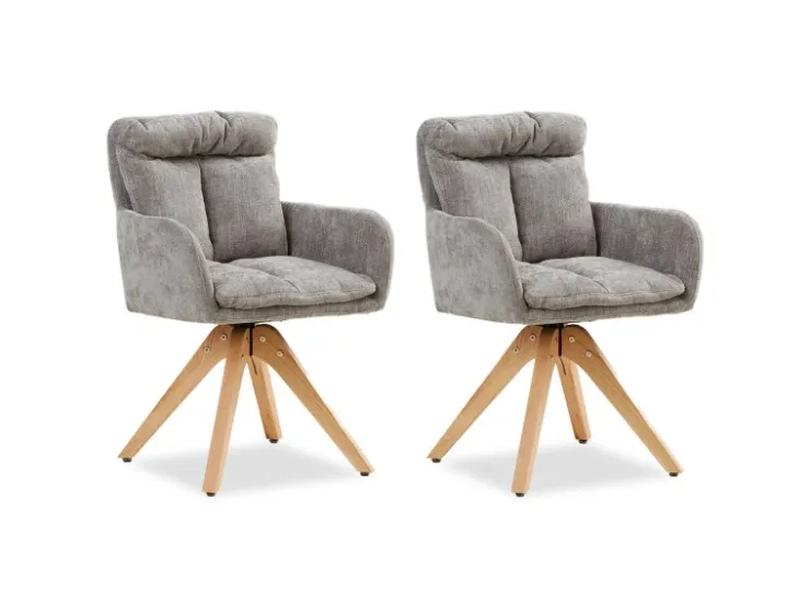Homestyle4u 2er Set Polsterstühle Drehbar in Grau 2851