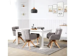 Homestyle4u 2er Set Polsterstühle Drehbar in Grau 2851