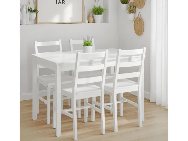 Homestyle4u Essgruppe aus Kiefernholz mit 4 Stühlen in 3061