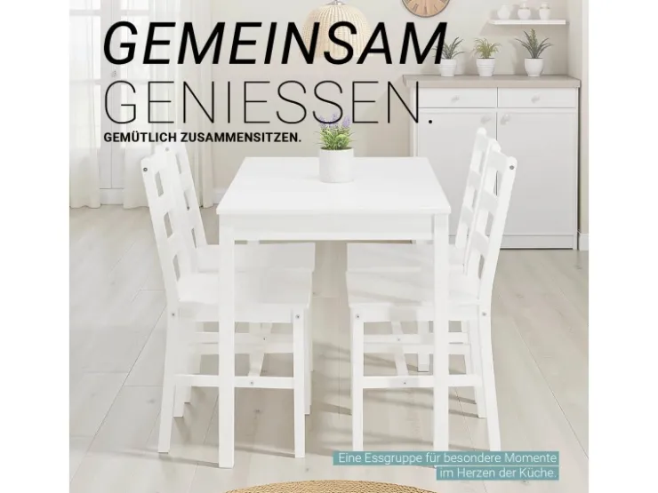 Homestyle4u Essgruppe aus Kiefernholz mit 4 Stühlen in 3061