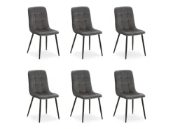 Homestyle4u Esszimmerstuhl 6er Set in Anthrazit Samt 2329