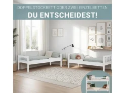 Homestyle4u Etagenbett für Kinder mit Matratzen Hochbett Weiß 90x200 cm 3052* Betten