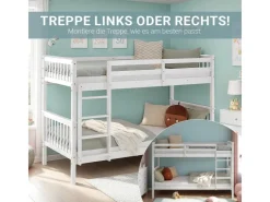 Homestyle4u Etagenbett für Kinder mit Matratzen Hochbett Weiß 90x200 cm 3052* Betten