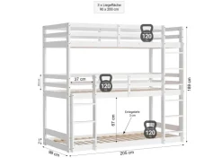 Homestyle4u Etagenbett 90x200 cm in Weiß 1978