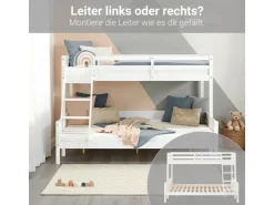 Homestyle4u Etagenbett 90x200 und 140x200 in mit Lattenrost 1898* Leitern