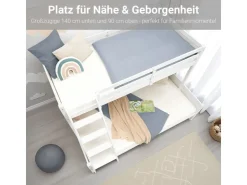 Homestyle4u Etagenbett 90x200 und 140x200 in mit Lattenrost 1898* Leitern