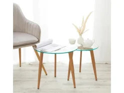 Homestyle4u Glastische Beistelltisch Couchtisch Glas Rund 2 er Set 1822* Tische