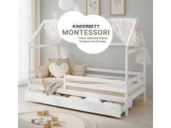 Homestyle4u Hausbett 90x200 mit Bettkasten in Weiß 2522* Betten