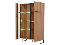 Homestyle4u Highboard Vitrine Schrank mit Fächer Kommode Wohnzimmerschrank* Vitrinen