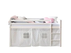 Homestyle4u Hochbett 90x200 mit Vorhang in Sterne 1888