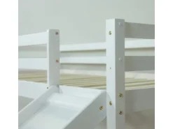 Homestyle4u Hochbett 90x200 Weiß mit Rutsche Vorhang 1575