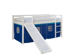 Homestyle4u Hochbett 90x200 Weiß Vorhang 1544