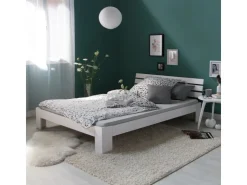 Homestyle4u Holzbett 180 x 200 cm mit Lattenrost in Weiß 1836