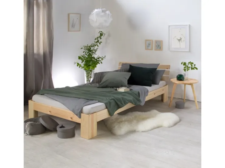 Homestyle4u Holzbett 90 x 200 cm mit Lattenrost in Braun 2191* Betten