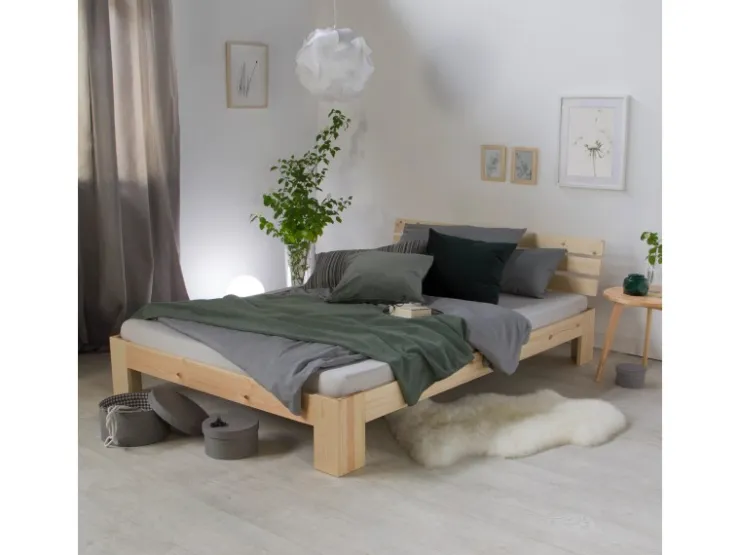 Homestyle4u Holzbett 120 x 200 cm mit Lattenrost in Braun 2192