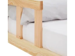 Homestyle4u Kinderbett Natur mit Rausfallschutz 120x200 cm Bodenbett Lattenrost 2839* Betten