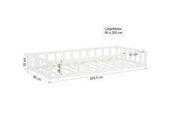 Homestyle4u Kinderbett mit Rausfallschutz 90x200 cm Bodenbett Lattenrost Matratze 3024* Betten