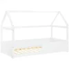 Homestyle4u Kinderbett Weiß Hausbett mit Rausfallschutz 90x200 cm Bodenbett 2811