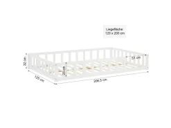 Homestyle4u Kinderbett mit Rausfallschutz 120x200 cm Bodenbett Lattenrost Matratze 3026* Betten