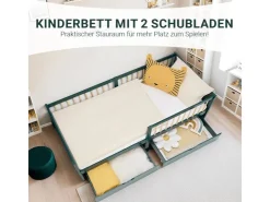Homestyle4u Kinderbett 90x200 Holzbett mit Rausfallschutz 2912* Betten