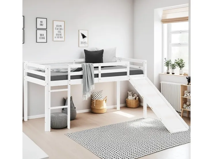Homestyle4u Kinderbett 90x200 mit Lattenrost und Rutsche in 2254