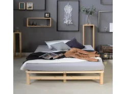 Homestyle4u Palettenbett 140 x 200 cm mit Lattenrost in Braun 1909* Betten