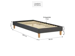 Homestyle4u Polsterbett mit Matratze 90x200 Grau