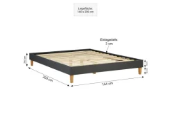 Homestyle4u Polsterbett mit Lattenrost 160x200 cm in Grau 1982