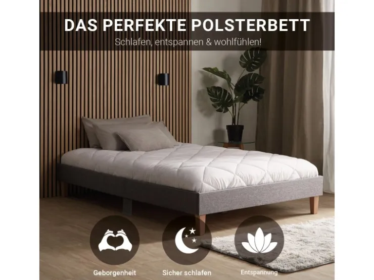 Homestyle4u Polsterbett mit Lattenrost 120x200 cm in Grau 1983* Betten