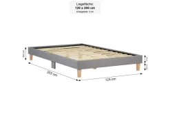 Homestyle4u Polsterbett mit Lattenrost 120x200 cm in Grau 1983* Betten
