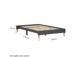 Homestyle4u Polsterbett mit Lattenrost 140x200 cm in Grau 2508* Betten