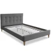 Homestyle4u Polsterbett 160x200 cm Bett Doppelbett mit Lattenrost Grau 1733* Betten