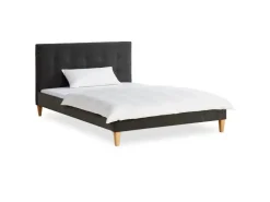 Homestyle4u Polsterbett 140x200 cm mit Lattenrost Doppelbett Samt Anthrazit 2621