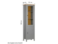 Homestyle4u Vitrine Highboard Kommode Wohnzimmerschrank Holz Grau* Vitrinen|Kommode