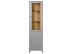 Homestyle4u Vitrine Highboard Kommode Wohnzimmerschrank Holz Grau* Vitrinen|Kommode
