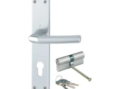 Hoppe Langschild-Türgriff-Garnitur Birmingham Aluminium Silber für Innentüren* Stifte