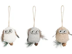 House of Seasons Ornament Eule 3-fach Sortiert 9 cm x 5,5 cm x 4,5 cm Braun FSC®* Dekorative Figuren