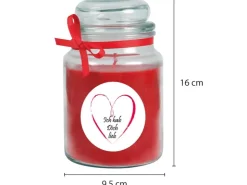 HS Candle Duftkerze & Bonbon Glas Herzen Rose Rot* Windlichter