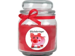 HS Candle Duftkerze & Bonbon Glas Viel Glück Rot Rose* Windlichter