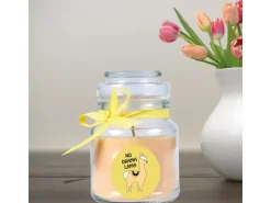 HS Candle Duftkerze & Bonbon Glas Comic Vanille Gelb