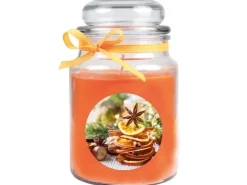 HS Candle Duftkerze & Glas Weihnachten Orange Bonbon 110h* Kerzen|Windlichter