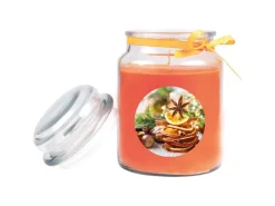 HS Candle Duftkerze & Glas Weihnachten Orange Bonbon 110h* Kerzen|Windlichter