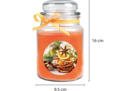 HS Candle Duftkerze & Glas Weihnachten Orange Bonbon 110h* Kerzen|Windlichter
