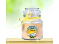 HS Candle Duftkerze & Glas Frohe Ostern Bonbon Ø7 cm Vanille Ostereier* Ostern|Kerzen